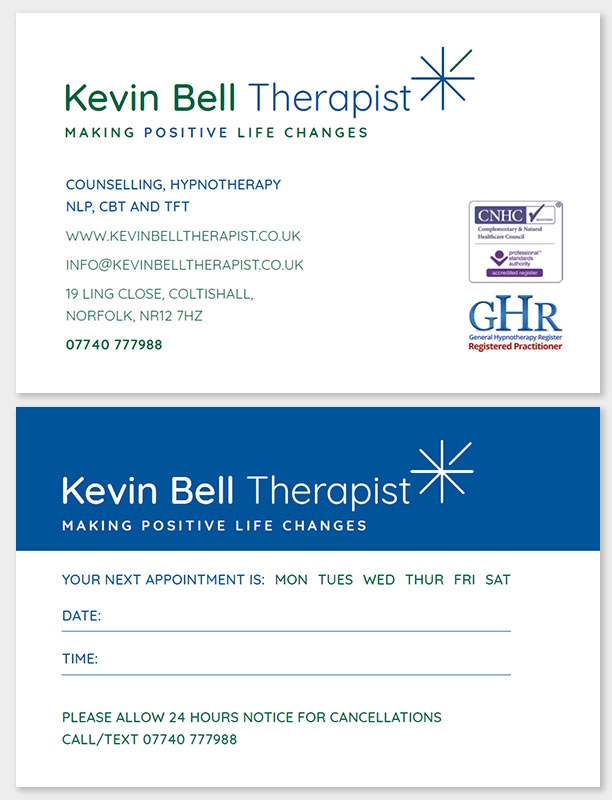 Kevin Bell business cards Designs Norwich
