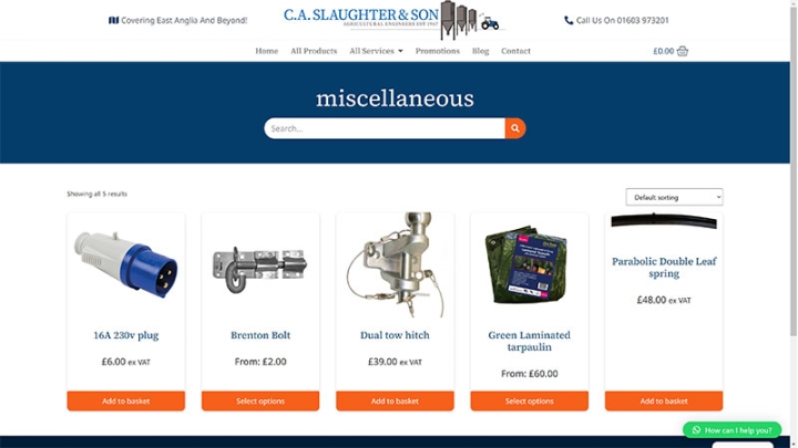 CA Slaughter and Sons E-commerce